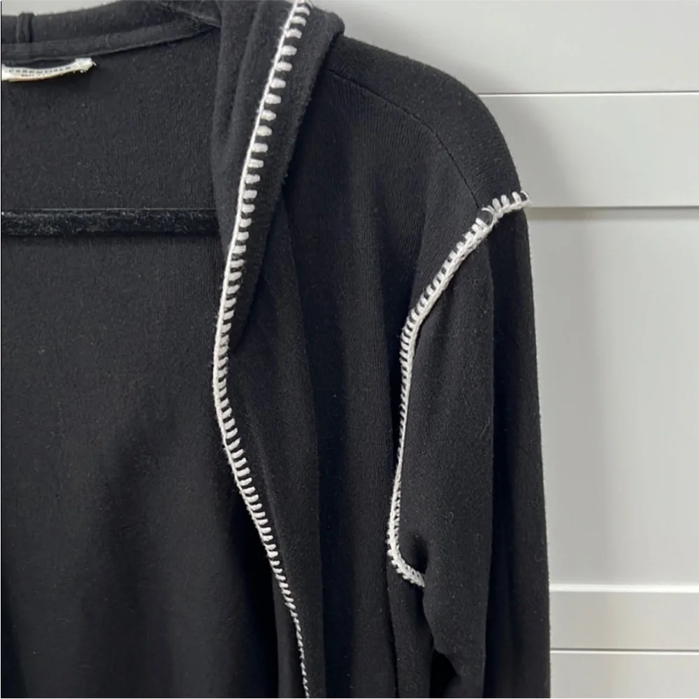 Cardigan Sweater Hooded Open Front Black Womens - Picture 7 of 7